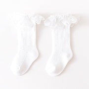 Baby Girl Solid Color Mesh Patched Design Lace Socks - Freeyouthzbandz