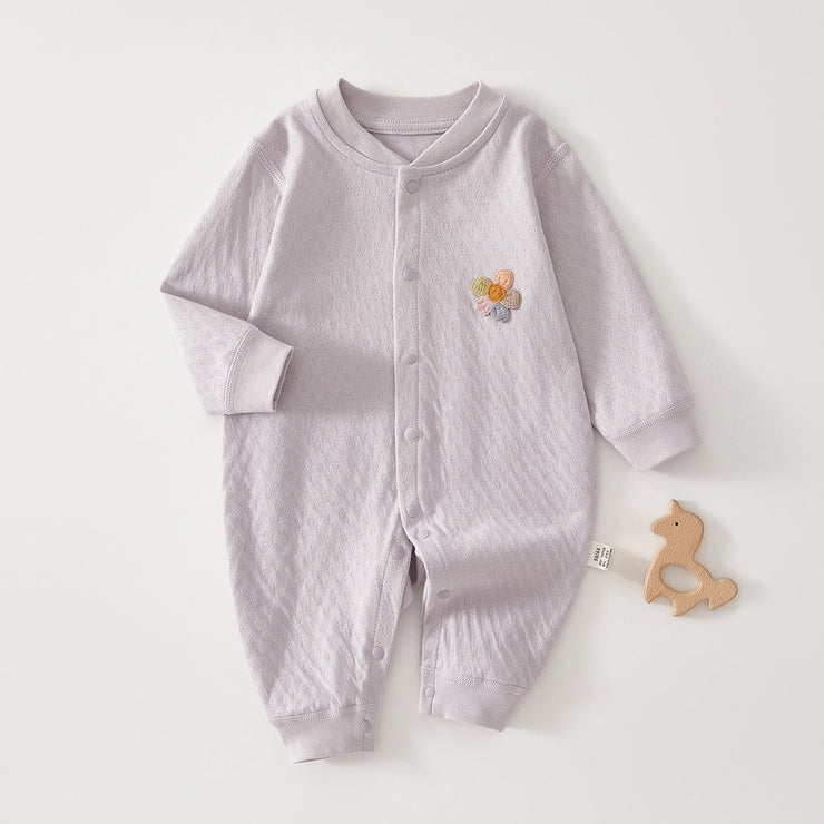 Spring Arrival Baby Unisex Long Sleeves Flowers Embroidered Pattern Rompers - Freeyouthzbandz