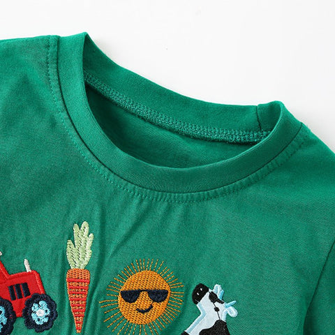 Summer Arrival Boys’ Farm Cartoon Pattern T-shirt in European and American Style - Freeyouthzbandz