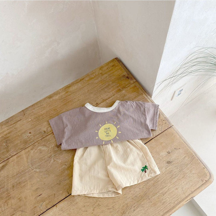 Baby Fruit Embroidered Pattern Summer Beach Comfy Shorts - Freeyouthzbandz