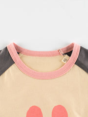 Rabbit Sweet Smile Print Girls’ Patchwork T-Shirt In European And American Style For Summer - Freeyouthzbandz