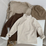 Baby Striped Pattern High Turtle Nack Soft Cotton Comfy Shirt - Freeyouthzbandz