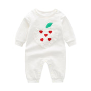 Baby Girl Solid Color Lace Heart Patchwork Design Long - Sleeved Rompers - Freeyouthzbandz