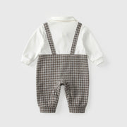 Autumn Hot Selling Baby Boys Color Patchwork Plaid Rompers Bodysuits with Collar - Freeyouthzbandz