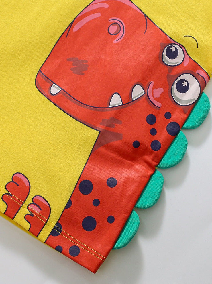 Red Dinosaur Cartoon Boys’ T-Shirt In European And American Style For Summer - Freeyouthzbandz