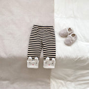 Winter Hot Selling Baby Unisex Long Sleeves Simple Rabbit Design Hooded Top Pullover and Striped Trousers Set - Freeyouthzbandz