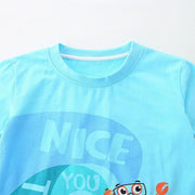 Summer Baby Kids Cartoon Marine Animals Pattern T-shirt and Plain Shorts Casual Clothing Set for Boys - Freeyouthzbandz