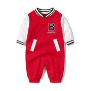 Baby Letter Embroidered Pattern Long Sleeves Baseball Rompers - Freeyouthzbandz