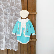 Baby Girl Flower Embroidered Graphic Contrast Bodysuit & Cardigan One Pieces Sets