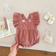 Summer Baby Girls Solid Color Square Neck Onesie - Freeyouthzbandz