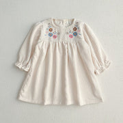 Baby Onesies or Dress For Girls With Long Sleeves And Embroidered Flowers - Freeyouthzbandz
