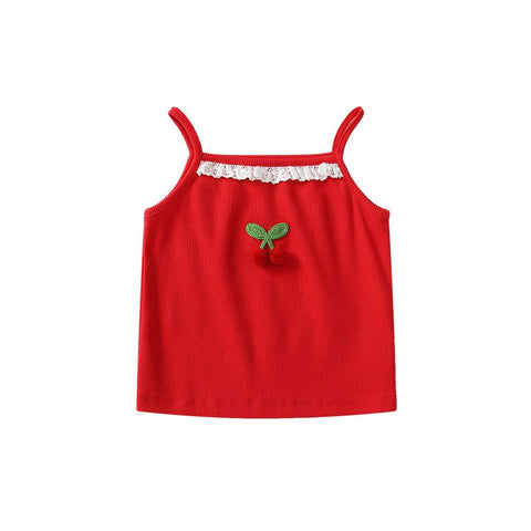 Summer Arrival Baby Girls Sleeveless Casual Cherry Pattern Knitted Vest - Freeyouthzbandz