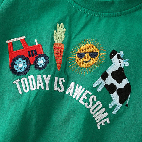 Summer Arrival Boys’ Farm Cartoon Pattern T-shirt in European and American Style - Freeyouthzbandz