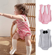 Summer Arrival Baby Cute Striped Sleeveless Rabbit Cartoon Design Onesies - Freeyouthzbandz