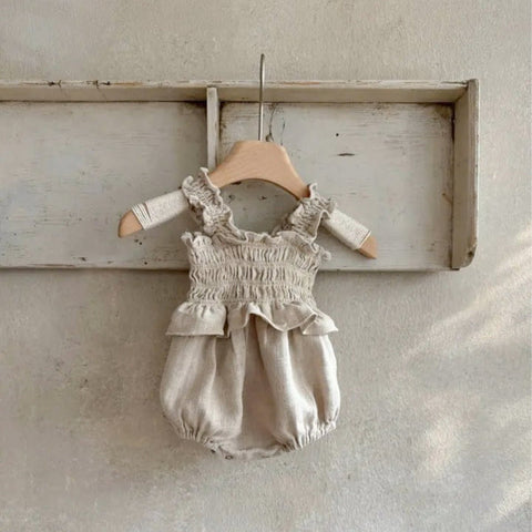 Summer Hot Selling Baby Kids Girls Sleeveless Pleated Design Princess Onesies - Freeyouthzbandz