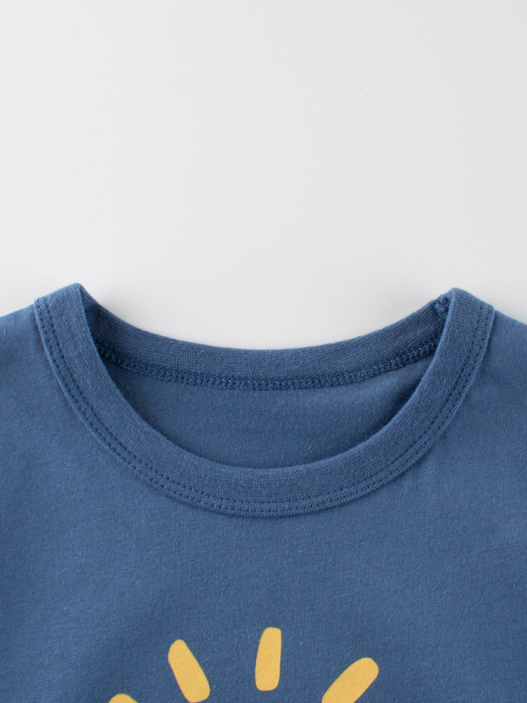 Boys’ Sun Cartoon Print Beige T-Shirt In European And American Style - Freeyouthzbandz