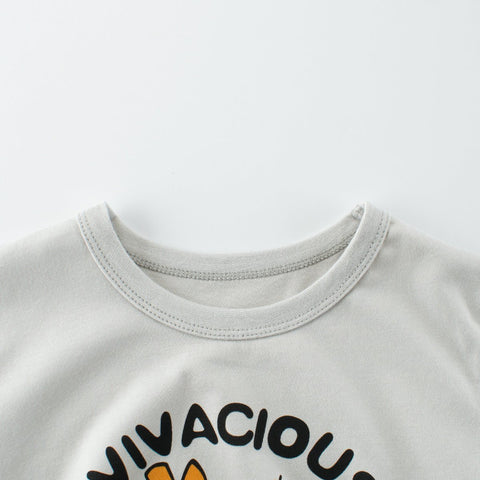 Summer Boys’ Tiger and Letters Pattern T-shirt in European and American Style