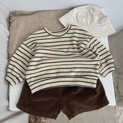 Baby Striped Pattern Puff Sleeve Style Hoodie In Autumn - Freeyouthzbandz