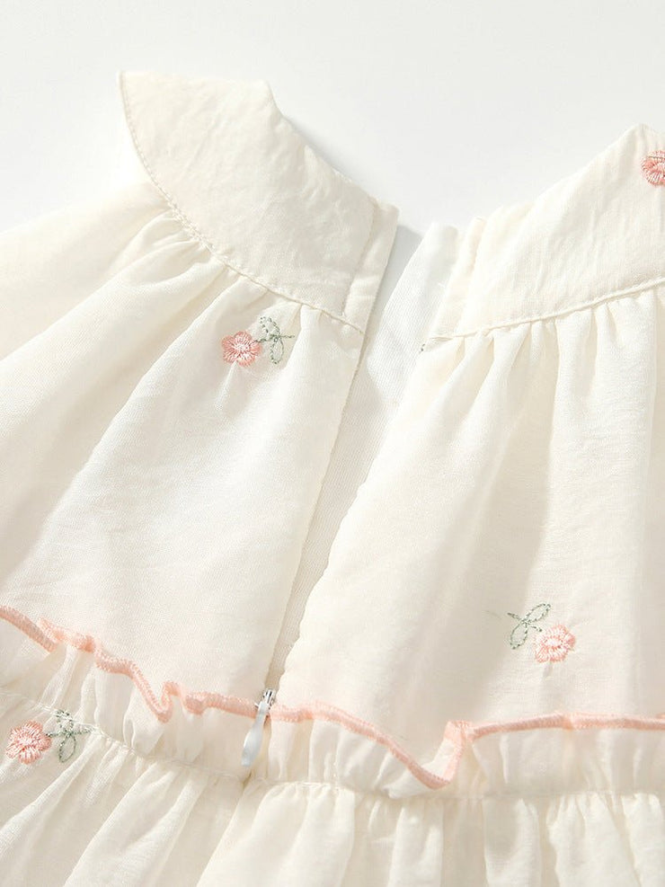 Summer Arrival Baby Girls Cute Floral Embroidered Pattern Sleeveless Dress - Freeyouthzbandz