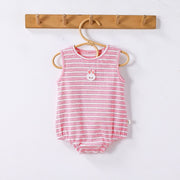 Summer Arrival Baby Cute Striped Sleeveless Rabbit Cartoon Design Onesies - Freeyouthzbandz