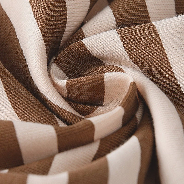 Spring and Autumn Boys Cartoon Teddy Bear Pattern Long Sleeves Top and Striped Pants Clothing Set - Freeyouthzbandz