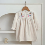 Baby Onesies or Dress For Girls With Long Sleeves And Embroidered Flowers - Freeyouthzbandz