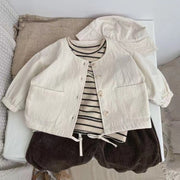 Baby Striped Pattern Puff Sleeve Style Hoodie In Autumn - Freeyouthzbandz