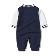 Baby Letter Embroidered Pattern Long Sleeves Baseball Rompers - Freeyouthzbandz
