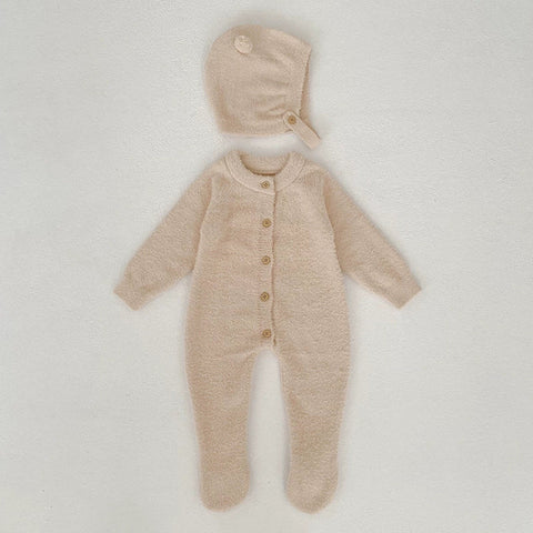 Autumn and Winter Arrival Unisex Baby’s Solid Color Crew Neck Fluffy Rompers - Freeyouthzbandz