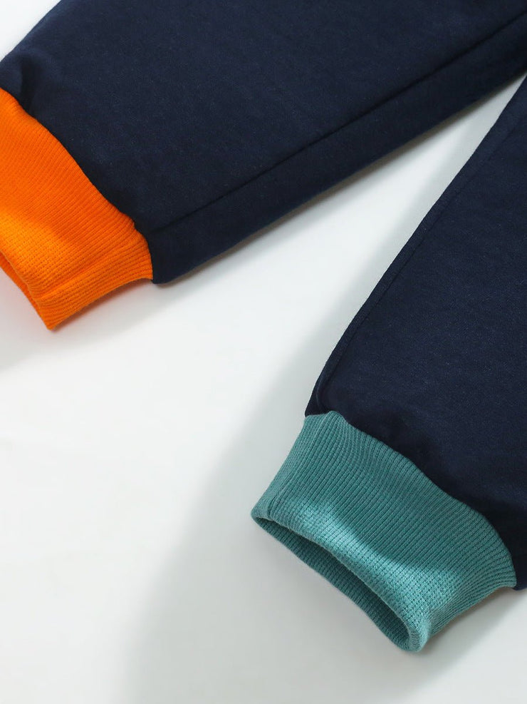 High Quality Spring And Autumn Boys Color Patchwork Long Sleeves Top Pullover Hoodie And Pants Clothing Set - Freeyouthzbandz