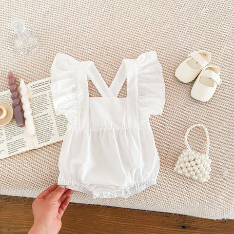 Summer Baby Girls Solid Color Square Neck Onesie - Freeyouthzbandz