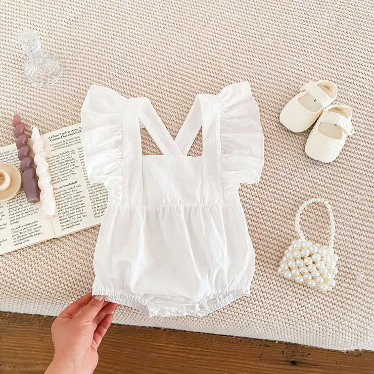 Summer Baby Girls Solid Color Square Neck Onesie - Freeyouthzbandz