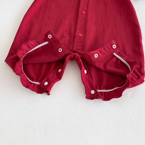 Summer Arrival Baby Girls Cute Single Breasted Rompers with Knitted Collar - Freeyouthzbandz