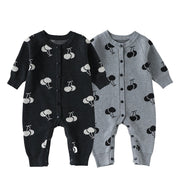 Autumn Arrival Baby Unisex Long Sleeves Cherry Pattern Single Breasted Rompers - Freeyouthzbandz