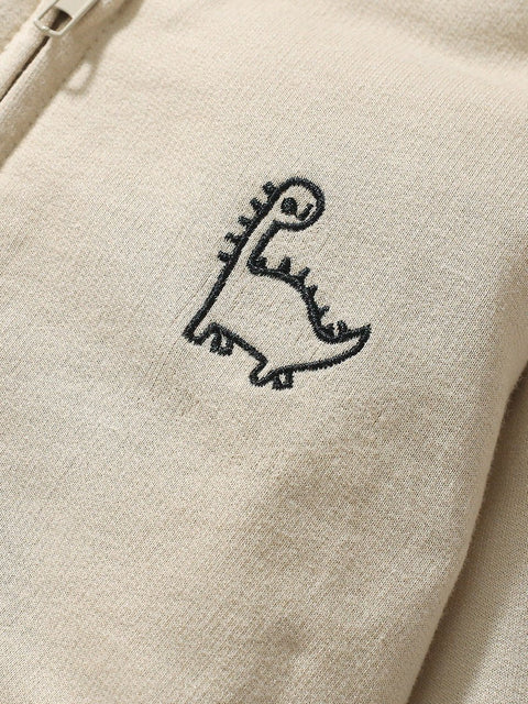 High Quality Spring And Autumn Boys Dinosaur Design Long Sleeves Top Zip - Up Hoodie And Pants Clothing Set - Freeyouthzbandz