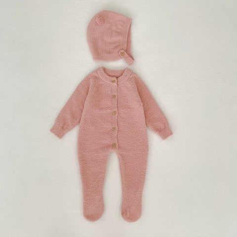 Autumn and Winter Arrival Unisex Baby’s Solid Color Crew Neck Fluffy Rompers - Freeyouthzbandz