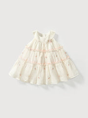 Summer Arrival Baby Girls Cute Floral Embroidered Pattern Sleeveless Dress - Freeyouthzbandz