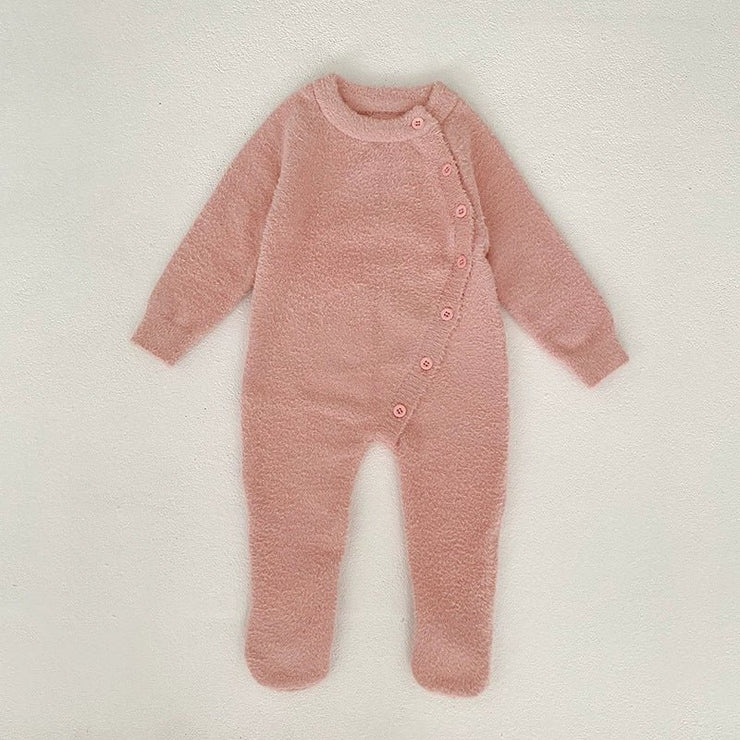 Autumn and Winter Arrival Unisex Baby’s Solid Color Crew Neck Fluffy Rompers - Freeyouthzbandz