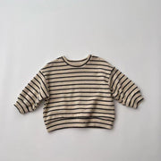 Baby Striped Pattern Puff Sleeve Style Hoodie In Autumn - Freeyouthzbandz