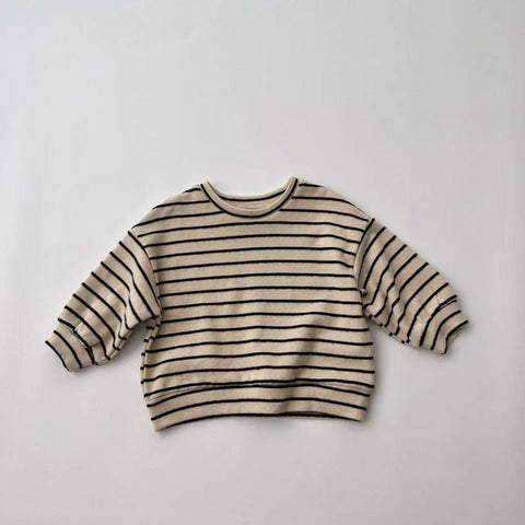Baby Striped Pattern Puff Sleeve Style Hoodie In Autumn - Freeyouthzbandz