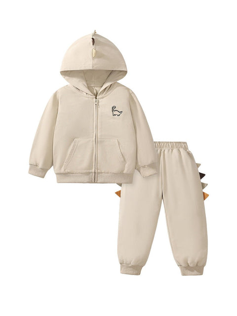 High Quality Spring And Autumn Boys Dinosaur Design Long Sleeves Top Zip - Up Hoodie And Pants Clothing Set - Freeyouthzbandz