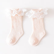 Baby Girl Solid Color Mesh Patched Design Lace Socks - Freeyouthzbandz