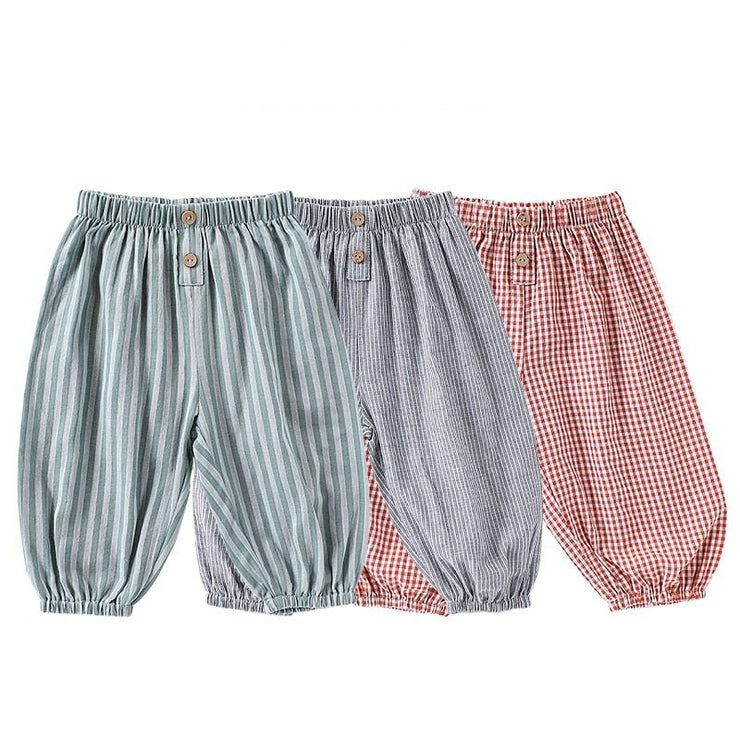 Children’s Summer Breathable Striped and Plaid Fashion Casual Pants – Home Trousers - Freeyouthzbandz