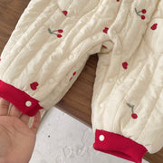 Winter Arrival Baby Girls Flowers and Hearts Pattern Warm Padded Thick Romper - Freeyouthzbandz