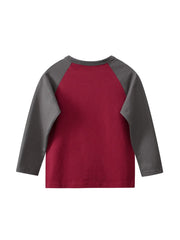 Autumn Arrival Kids Girls Cartoon Print Crew Neck Long Sleeves Color Patchwork Shirt - Freeyouthzbandz