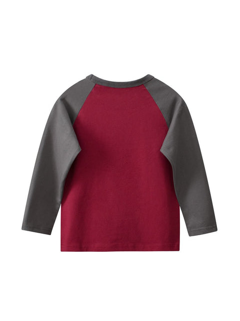 Autumn Arrival Kids Girls Cartoon Print Crew Neck Long Sleeves Color Patchwork Shirt - Freeyouthzbandz