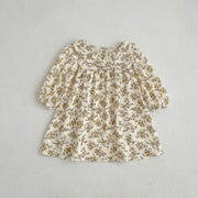 Floral Pattern Ruffle Neck Baby Onesies Dress - Freeyouthzbandz