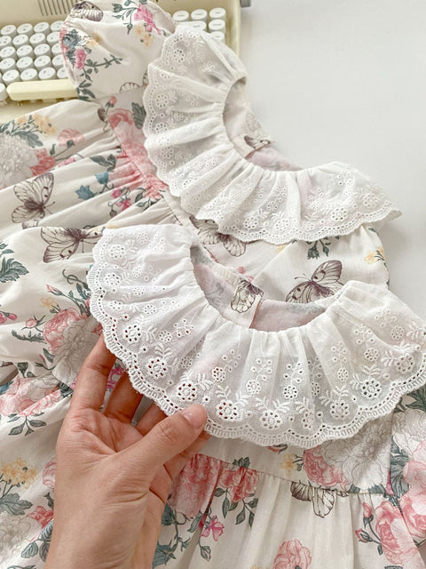 Summer Baby Girls Flowers And Butterfly Pattern Short Sleeves Onesies/Dress - Freeyouthzbandz