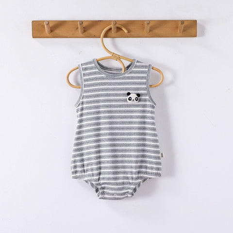 Summer Arrival Baby Cute Striped Sleeveless Rabbit Cartoon Design Onesies - Freeyouthzbandz