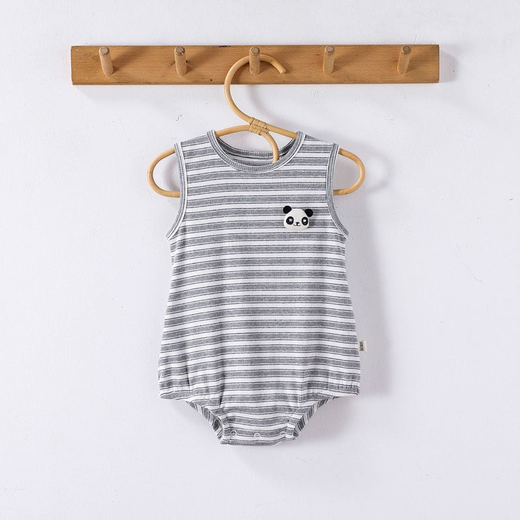 Summer Arrival Baby Cute Striped Sleeveless Rabbit Cartoon Design Onesies - Freeyouthzbandz